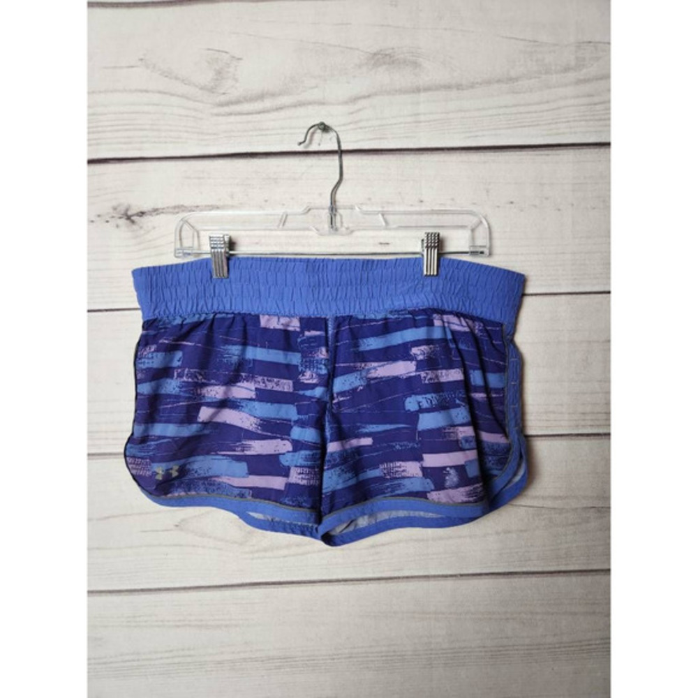 Under Armour Women Semi-Fitted Athletic Shorts Purple‎ Elastic Waist Pull On S